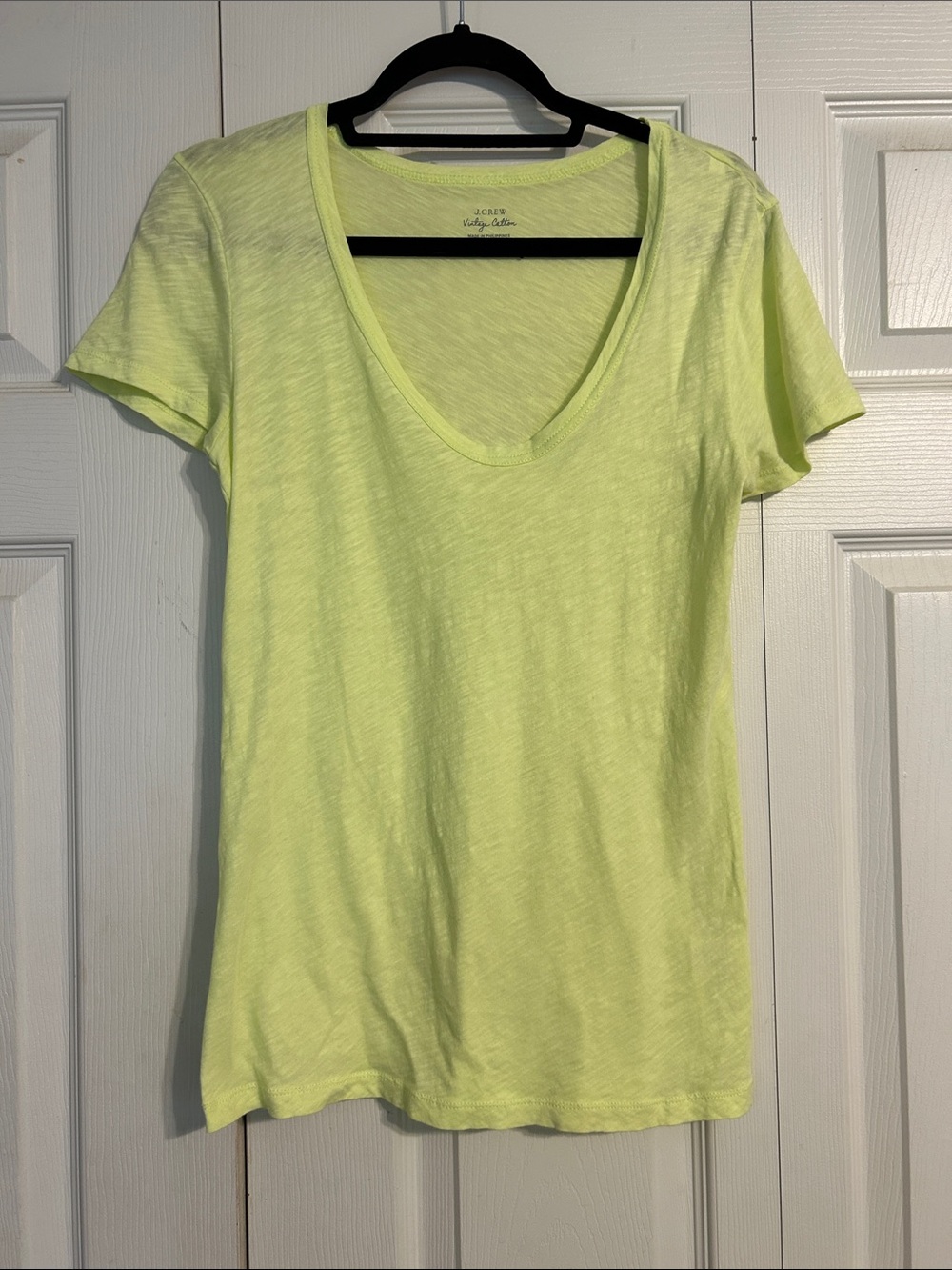 J. CREW Neon Scoop Neck Short Sleeve T-Shirt Medium Vintage Cotton Lightweight